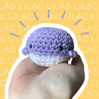 Lilac Purple Hand Crafted Crochet Worry Whale, therapy animal crochet, crochet plush whale collectible, whale stress buster, cute crochet whale fidget, colorful whale comfort toy, blue green lilac fidget plush, whale self-soothing toy, squishy crochet whale, pocket therapy whale, portable sensory toy, soothing whale figure, crochet whale charm, yarn whale fidget, whale buddy for anxiety, mini whale soft toy, blue whale worry pet, handmade whale for stress relief, fidget plush in ocean colors, whale-shaped