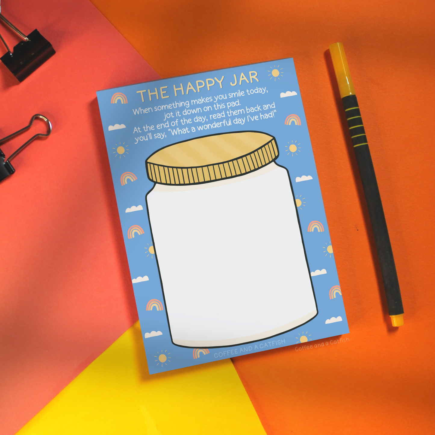 'The Happy Jar' A6 Notepad image 4, good feelings mini pad, positive thinking A6 pad, write positive moments, small positive log pad, mood-lifting notepad, gratitude memory journal pad, pastel themed positivity pad, small joys tracker pad, pocket daily gratitude pad, wellness notepad with jar design, uplifting self-care gift, mindful routine log, daily positivity prompts pad, joyful thoughts notepad, track gratitude in style, thoughtful A6 stationery, daily joy notes pad