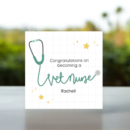 Veterinary Nurse Congratulations Card | Veterinary Nurse Graduation | Qualified Veterinary Nurse Card | Congratulations | Veterinary Nurse, Vet, Veterinary nurse themed thank you, congratulations, happy retirement , birthday personalised clay figure card