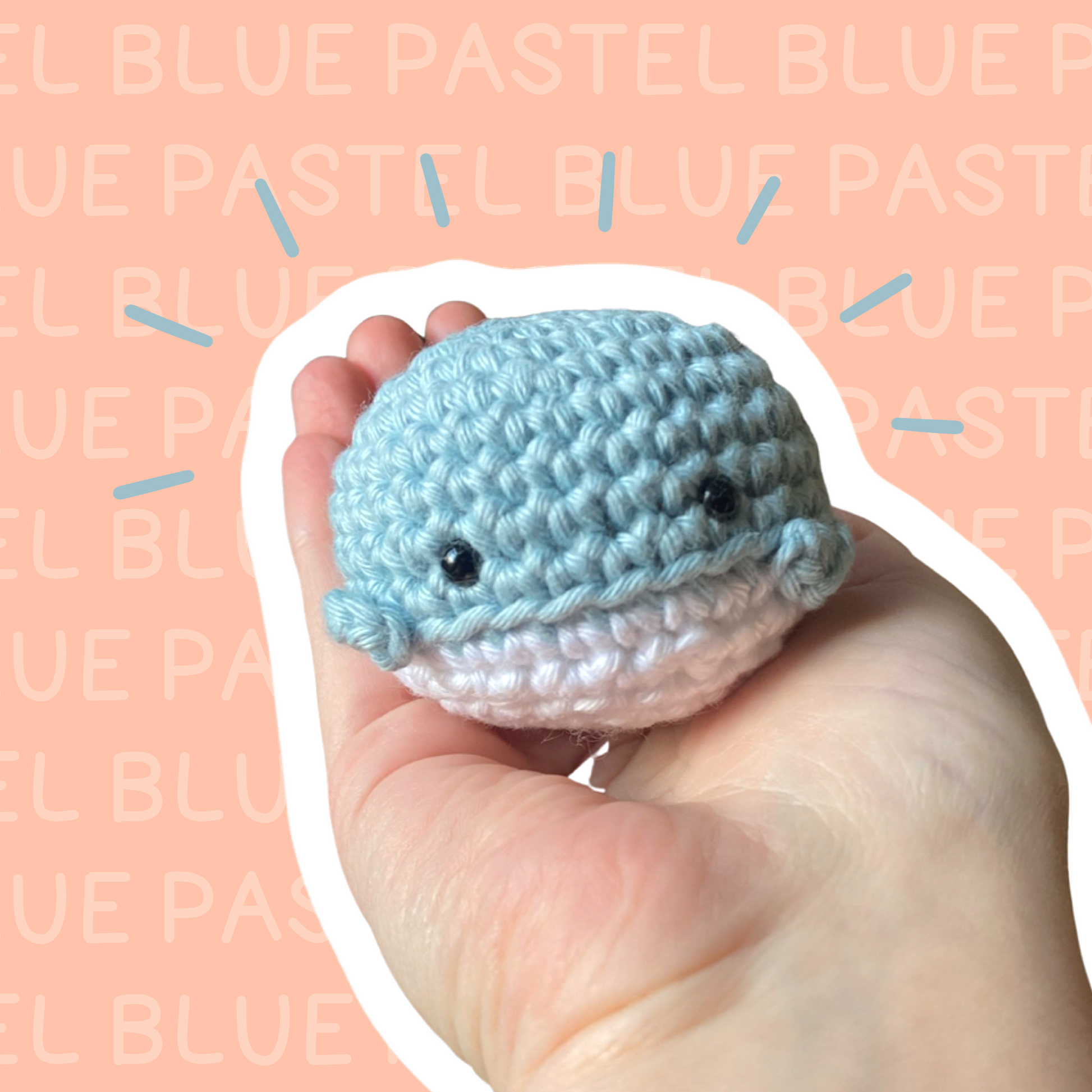 therapy animal crochet, crochet plush whale collectible, whale stress buster, cute crochet whale fidget, colorful whale comfort toy, blue green lilac fidget plush, whale self-soothing toy, squishy crochet whale, pocket therapy whale, portable sensory toy, soothing whale figure, crochet whale charm, yarn whale fidget, whale buddy for anxiety, mini whale soft toy, blue whale worry pet, handmade whale for stress relief, fidget plush in ocean colors, whale-shaped anxiety gift, whale comfort buddy, Pale Blue
