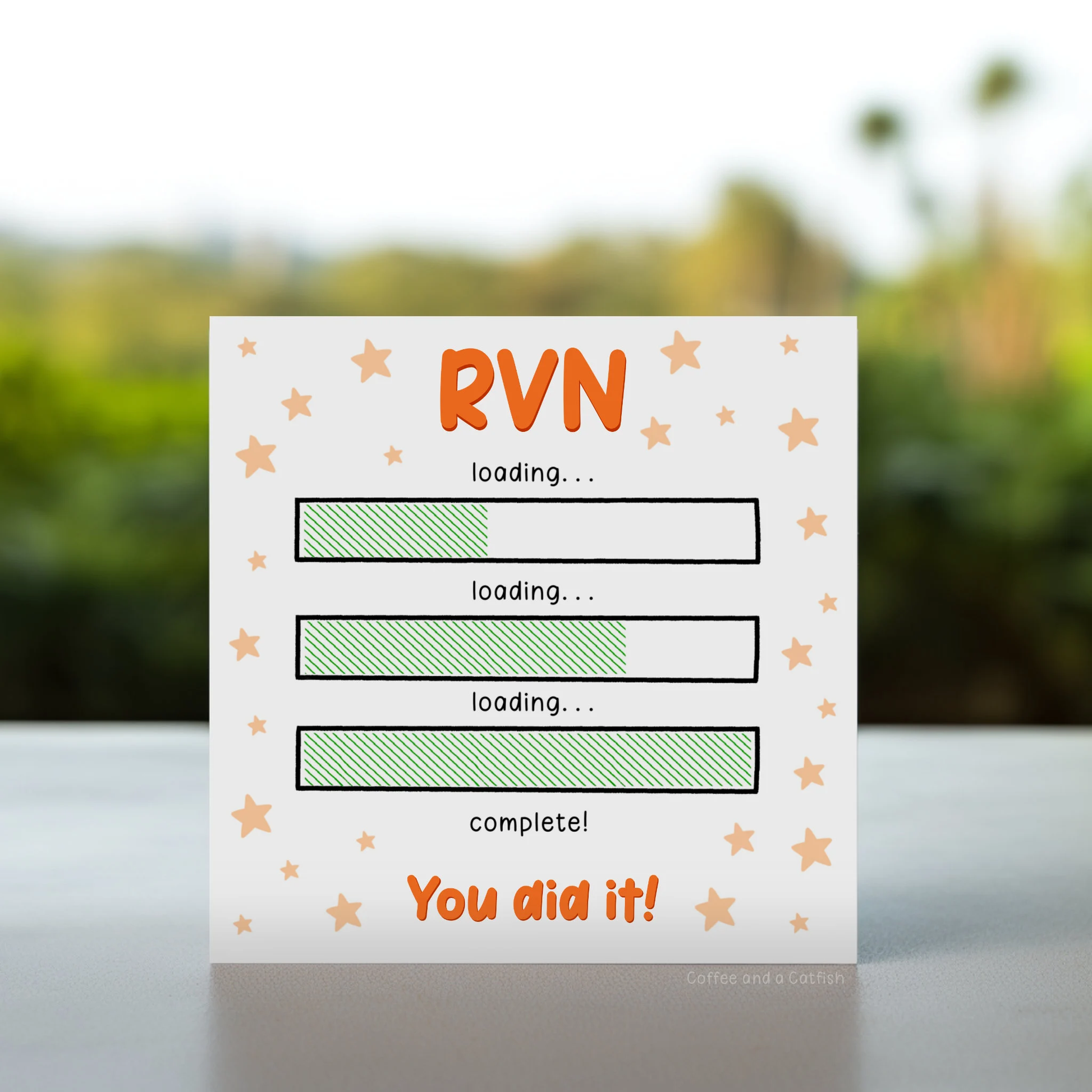 RVN loading card | RVN graduation, registered vet nurse, registered veterinary nurse, well done vet nurse print, vet nurse gifts, vet nurse graduation, vet nurse qualified cards, well done vet nurse, card for new RVN, well done veterinary nurse qualifying vet nurse card, cute vet nurse graduation card, registered vet nurse gift card, witty RVN card, veterinary school graduate card, card for vet nurse exam success, vet nurse achievement card, RVN journey card, loading registered vet nurse card