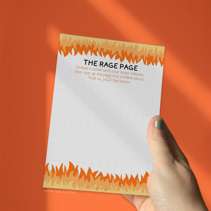 'The Rage Page' A6 Notepad image 7 Coffee and a Catfish | Mental wellbeing tools, mental health tools, mental health gifts, positive gifts, cheer up gifts, wellbeing boxes, wellbeing gift set, wellbeing care package, gifts for cheering up friends, cheer up gifts, happy gifts for her