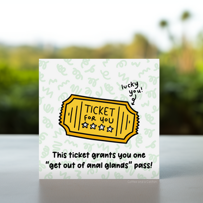 Vetmed humor anal gland pass greeting card | Gag gifts for vet staff, vet staff birthday cards, vetmed birthday cards, funny vet cards, gag gift for veterinary nurse, student veterinary nurse card, funny card for vet tech, vet tech birthday cards