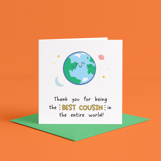 Cute Cousin Birthday Card, To The Best Cousin In The World Card, To My Cousin Birthday Card, Illustrated Card for Cousin, Thank You Cousin, Greeting card with Thank you for being the best cousin in the whole world, Special cousin thank you card, Best cousin ever card, Thank you cousin greeting card, Heartfelt card for best cousin, Cousin appreciation card illustration, Card for cousin with thank you, Best cousin in the whole world card, Thoughtful greeting card for cousin, for best cousin