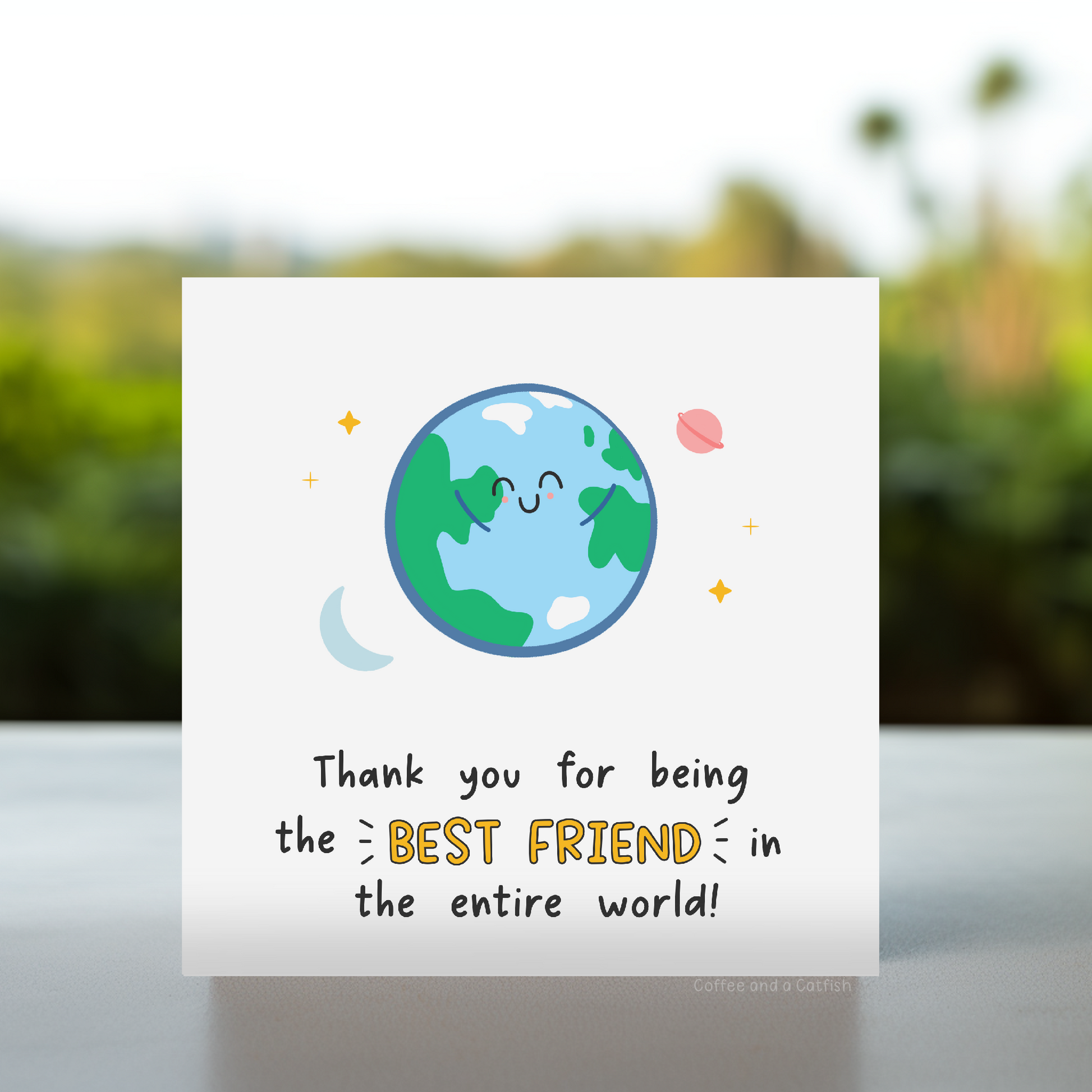 Best friend in the world card illustration, Card for friend with thank you message, Friendship appreciation card graphic, Thoughtful greeting card for best friend, Emotional card for best friend, Heartfelt card for best friend, to the best friend, bestie card with heart, cute message for best friend, card for soul sister, card for best friend birthday UK, best friend keepsake card, cute appreciation card for bestie, thank you for being there card for best friend, thank you for all your support