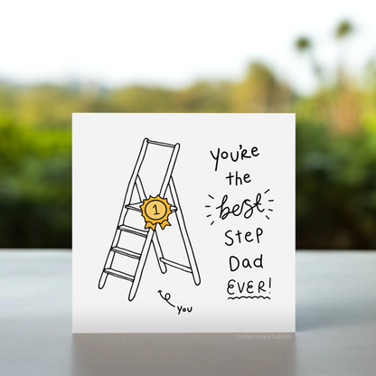 Stepdad Fathers Day comedy card, Humorous card for stepdad, Funny Fathers Day message for stepdad, Funny stepdad appreciation card, joke fathers day card for step dad, best step dad ever pun card for dad, fathers day card for step dad, fathers day