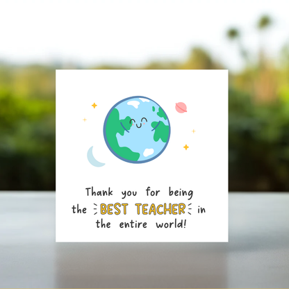 card for teacher UK, teacher thank you gift card, card for primary school teacher, card for secondary teacher, card for school teacher, card for college teacher, card with world design, teacher you’re amazing card, thank you for teaching me card, card for teacher, card for teacher with hearts, teacher’s appreciation gift card, best educator card, card for teacher with message, card for tutor, card for professor, card for coach teacher, cute card for school teacher from student on leavers day