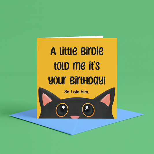 The Purr-fect Birthday Card - Funny Cat Birthday Card - The Perfect Birthday Card - Personalised Card, Happy Birthday From The Cat, Licked My Bum Card, Funny Birthday Card From The Cat, Personalised Card, I heard it was your birthday, Black Cat, Birthday, High Quality Greetings Card, Minimal Design, A Birdie Told Me Birthday Card | I Heard It Was Your Birthday, Black Cat Birthday Card, Cat Lover Card, Funny Cat Themed Birthday Card
