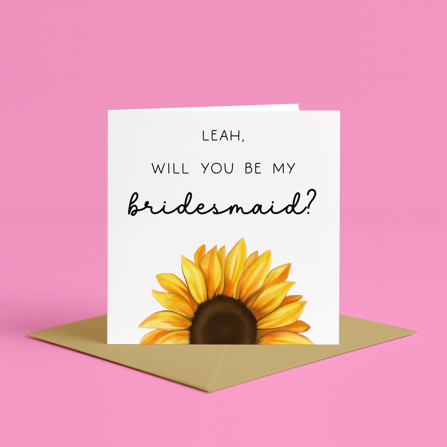 Personalised Sunflower Bridesmaid Proposal Card, Bridesmaid Proposal Card with Name On Floral, Personal Name Card for Bridesmaid Box, Will You Be My Bridesmaid Card, Bridesmaid Proposal Card, Personalised Bridesmaid Card, Wedding Party Card, Floral Bridesmaid Card
