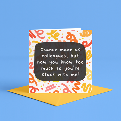 Funny sorry you’re leaving work card | chance made us colleagues card, new job card funny, funny new job card for her, funny new job card for him, traitor leaving card, funny traitor leaving card, funny work bestie leaving card, Funny chance made us colleagues leaving card | funny leaving card for best friends new job, sorry you’re leaving card, funny sorry you’re leaving card, funny new job card for her, funny new job card for him, funny new job card for work