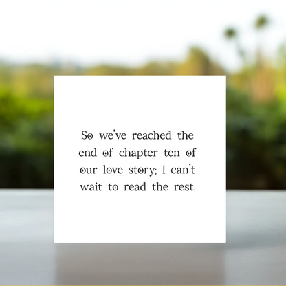 Sentimental anniversary card, Tenth year love card, Beautiful 10-year card, Anniversary card for couples, Ten-year relationship card, Personalized 10-year anniversary, Commemorative anniversary card, 10 years together card for 10th anniversary, card for him 10th anniversary, card for her 10 year anniversary, storytelling anniversary card, anniversary card inspired by books, decade long love card, Etsy anniversary card 10 years, card for couple 10th anniversary, weve completed chapter nine card