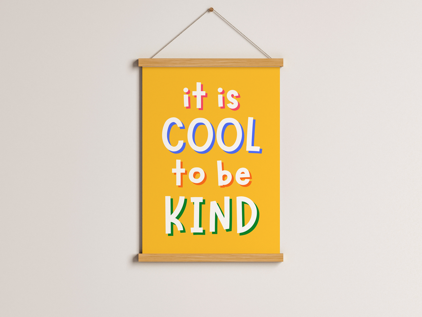 cheerful kids wall message, fun and colorful wall print, A3 quote art with rainbow font, friendly text yellow poster, motivational playroom wall decor, quote poster for teacher decor, rainbow quote for early education, quote wall sign for play spaces, colorful school wall decor, be kind quote art piece, printable classroom kindness sign, happy wall art for young kids, inclusive classroom message print, yellow rainbow print for learning room, A5 rainbow font wall art, quote with rainbow theme