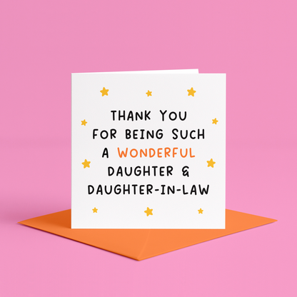 Thank you daughter card, thank you daughter-in-law card, cute thank you card, kawaii thank you card, daughter appreciation card, daughter in law appreciation card, illustrated thank you card, hand-drawn daughter card, sweet thank you message, sentimental card for daughter, heartfelt thank you card, kawaii daughter card, daughter and daughter-in-law gift card, thank you for being wonderful card, card for daughter and daughter in law, card for lgbtq daughter and girlfriend, wonderful daughter card