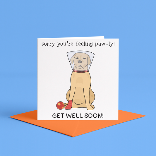 Funny Get Well Card: Dog Cone Humor, Feel Better Soon, from the dog, Make Sure You Take It Nice And Knee-sy - Funny Get Well Soon Card - Knee Operation Card - Personalised get well asap Card, Get Well Soon Card, Speedy Recovery Card, Get Well Soon Card For Friend, Boyfriend Get Well Soon, Feel Better Card, Kids Get Well Card