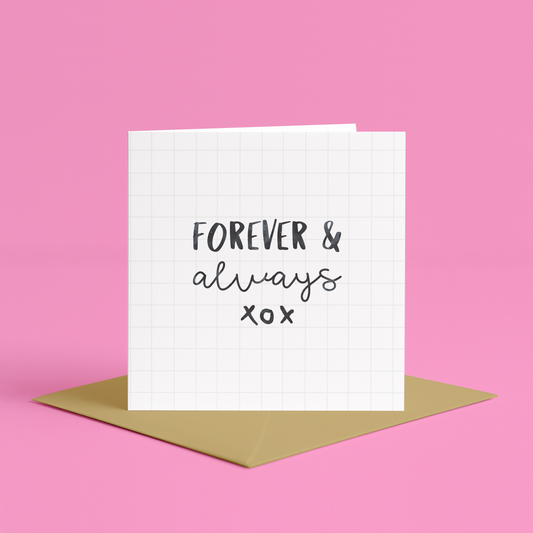 Forever & Always romance Card, Anniversary Card for him or her, simple anniversary card, simple I love you card for him for her for them, Anniversary Card, You and me always and forever, romantic anniversary cards, simple anniversary cards, for wife, one month anniversary card, two months anniversary card, three months anniversary card, happy 3 month anniversary card, cute anniversary card, plain anniversary card, best husband anniversary card, best wife anniversary card, cute love cards