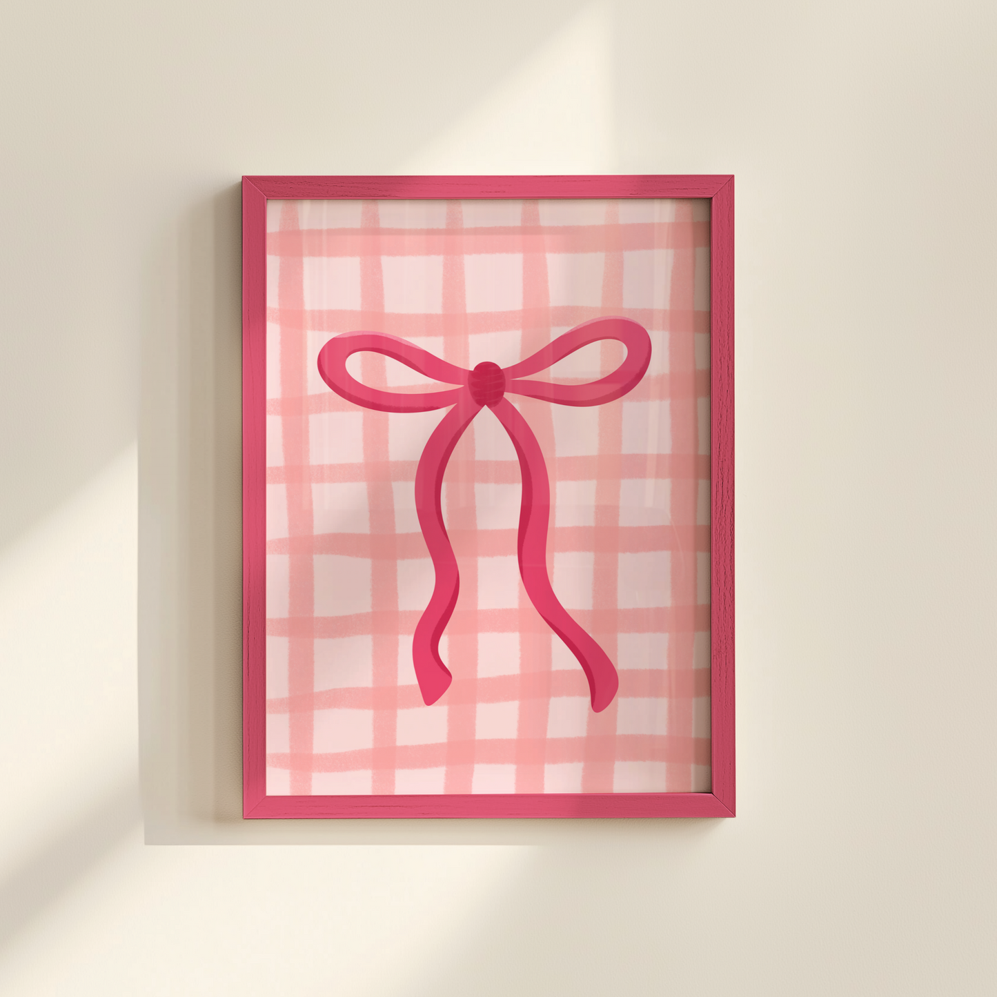 Vintage Pink Bow on Plaid - Coquette Wall Art, Charming Pink Ribbon Decor, Cottagecore Aesthetic Print, Pink Bow print, Girly Wall Art, Preppy Print, Bedroom Wall Art, Ribbon Poster, Teen Girl Print, Trendy Poster, Coquette Art, Aesthetic Pink, Pink Bow Nursery Print: Vintage Cottagecore Wall Art