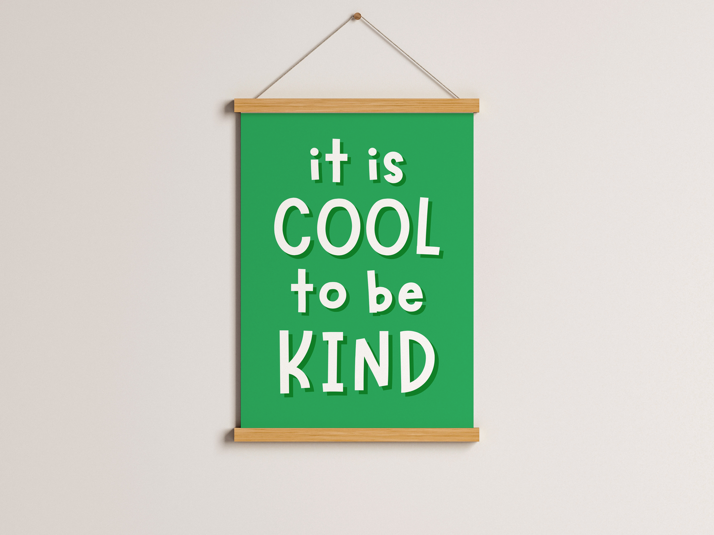 Green wall art, children's wall print, playroom wall decor, It’s cool to be kind print, green typography poster, kids room wall art, physical wall art print, green kids quote, be kind wall sign, printed children’s room art, green quote wall decor, playroom inspiration print, A5 green wall art, A4 kids wall print, A3 be kind poster, green motivational wall art, printed quote for kids, typography kids wall art, playroom kindness quote, green playroom decor, kids bedroom wall print, eco green kids room print
