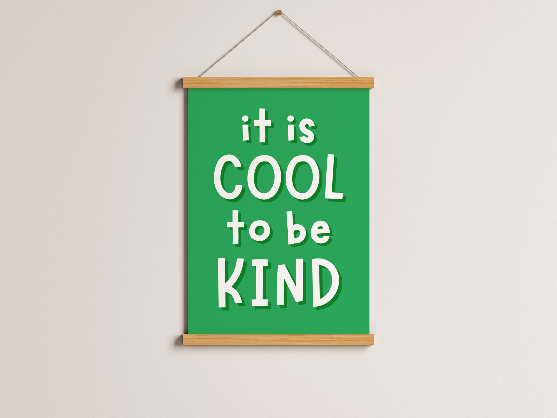Green wall art, children's wall print, playroom wall decor, It’s cool to be kind print, green typography poster, kids room wall art, physical wall art print, green kids quote, be kind wall sign, printed children’s room art, green quote wall decor, playroom inspiration print, A5 green wall art, A4 kids wall print, A3 be kind poster, green motivational wall art, printed quote for kids, typography kids wall art, playroom kindness quote, green playroom decor, kids bedroom wall print, eco green kids room print