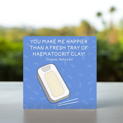 Hematology greeting card, Lab technician card, Hematocrit science card, lab tech birthday card, haematology thank you card, haematology birthday card, haematology nurse cards, Hematology thank you card, funny blood test cards, lab technician birthday Hematocrit lab tech card, funny vet nurse cards, veterinary nurse birthday cards, veterinary technician birthday cards, laboratory technician birthday cards, funny greeting card for lab techs, funny lab tech birthday card