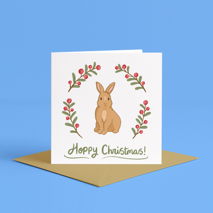 'Hoppy Christmas' Festive Rabbit Card