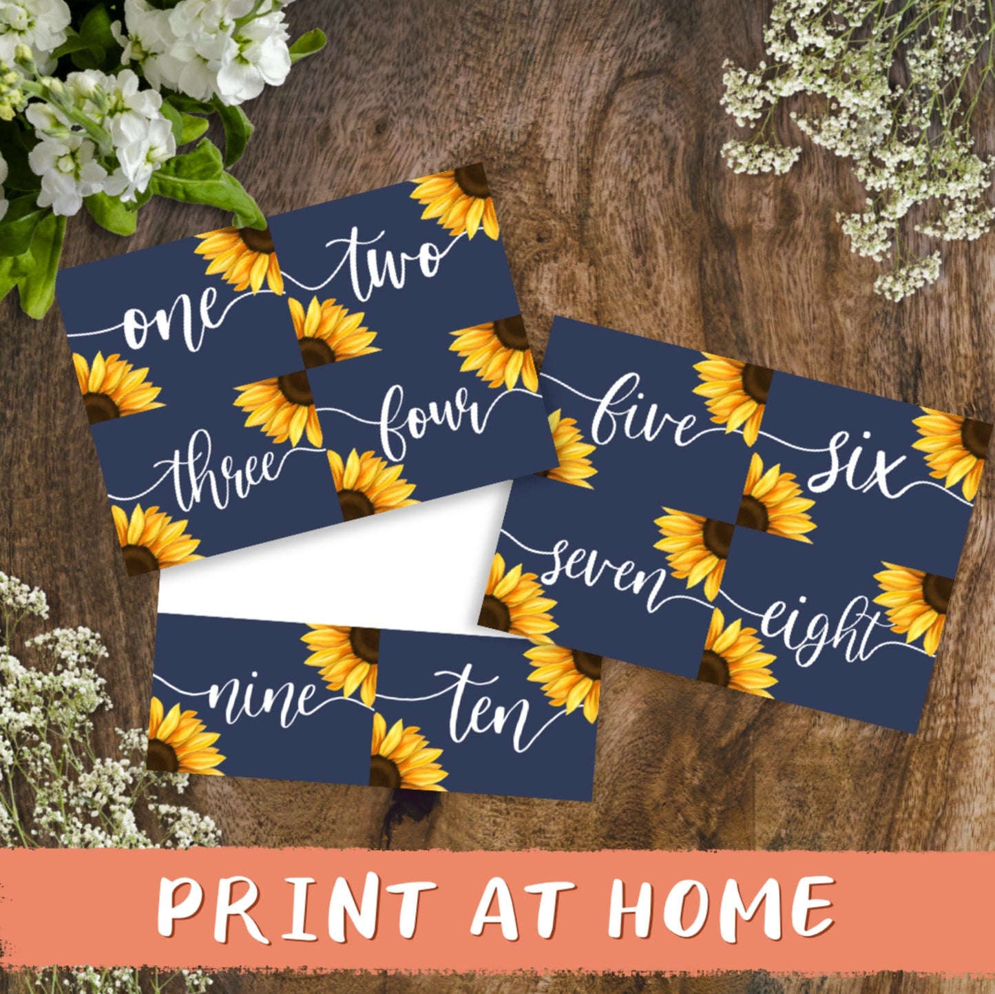 Sunflower navy and yellow wedding table numbers, sunflower wedding decor, sunflower and navy weddings, alternative wedding decor, sunflowers