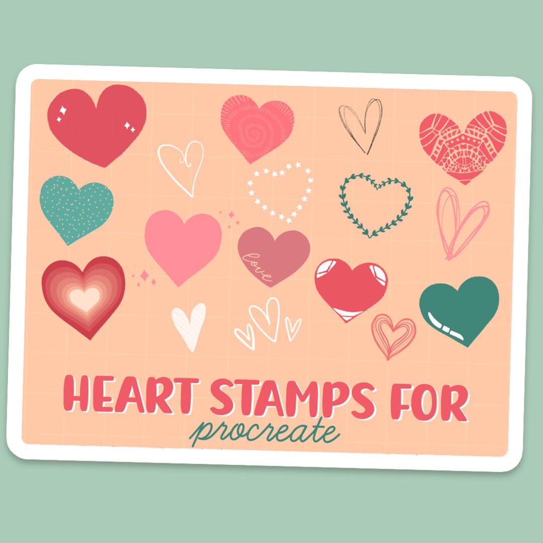 Heart Brush Procreate, Procreate Heart Stamps, Valentine Procreate brushes, Cute Procreate Stamps, Doodle stamps Procreate, Procreate bundle