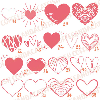 Heart Brush Procreate, Procreate Heart Stamps, Valentine Procreate brushes, Cute Procreate Stamps, Doodle stamps Procreate, Procreate bundle