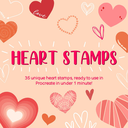 Heart Brush Procreate, Procreate Heart Stamps, Valentine Procreate brushes, Cute Procreate Stamps, Doodle stamps Procreate, Procreate bundle