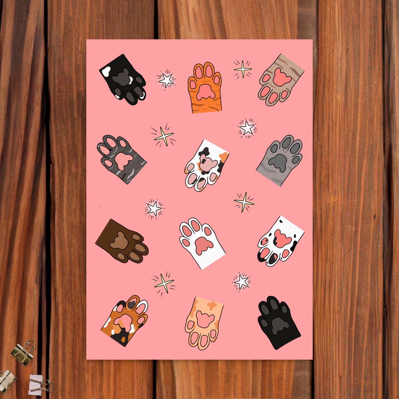 Team toe bean | Cat paw print gift for cat lover, cat lover gift for cat mum, vet nurse gift, cute cat art, cat mum birthday, pink cat print