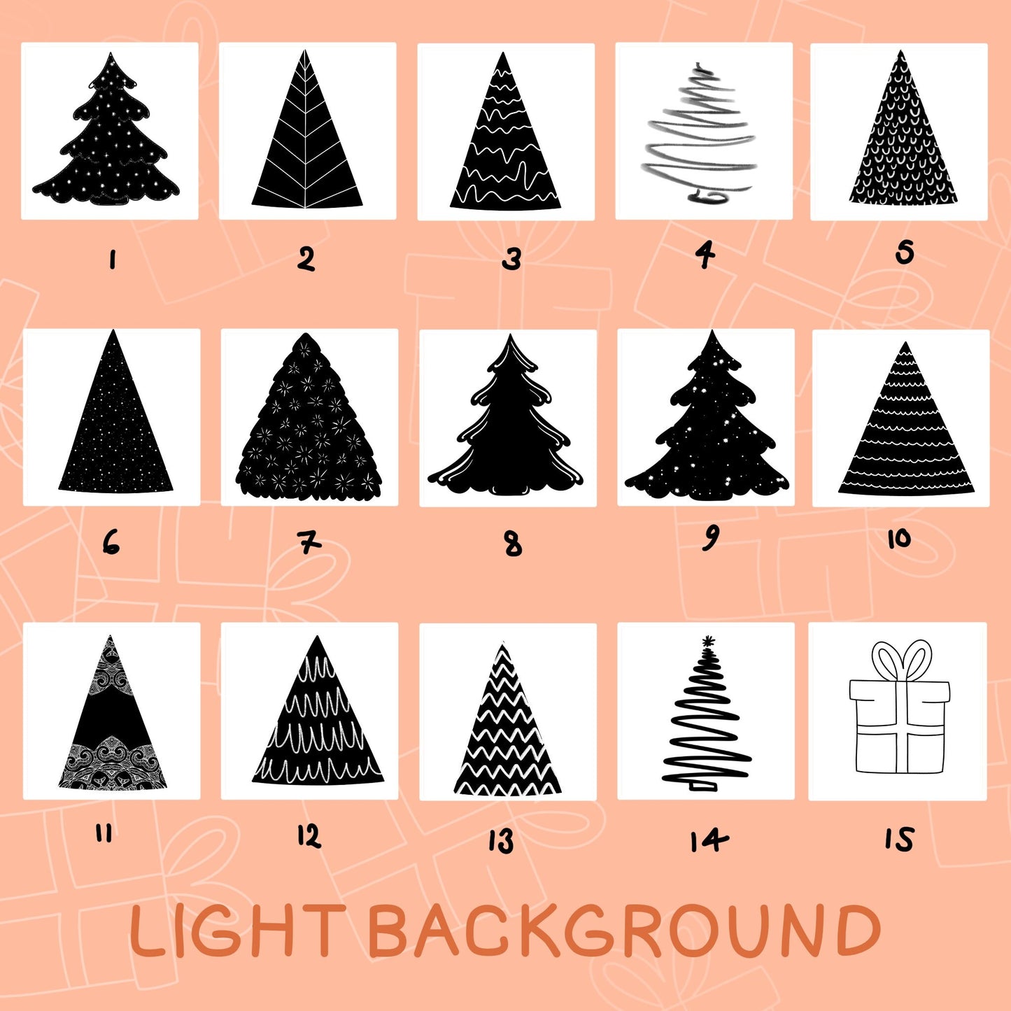Cute, Affordable Procreate Christmas Tree Stamps | Stamps for Procreate, Kawaii tree stamps, cheap procreate brushes for Christmas