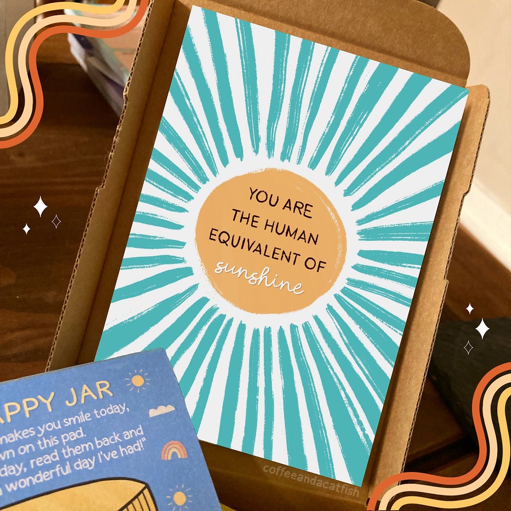 The ‘Happy Post’ | Happy Letterbox Gift, cheer up gift, positive gift set, letterbox pick me up, happy jar notepad, positivity postcard gift