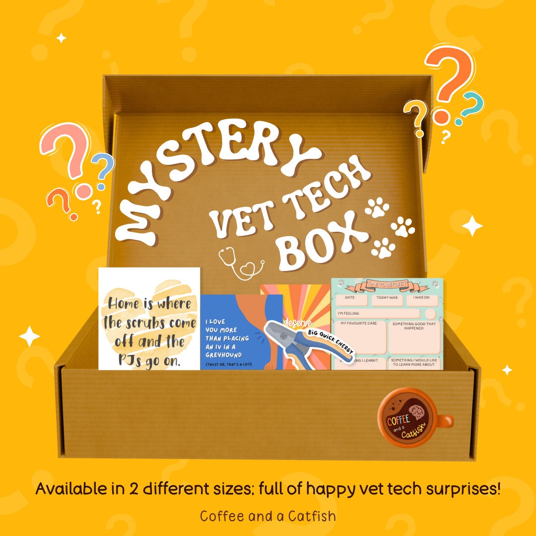Vet Tech Mystery Gift Box | Veterinary Technician gifts, vet tech gift set personalised bandage scissors vet tech sticker, vet tech bundle
