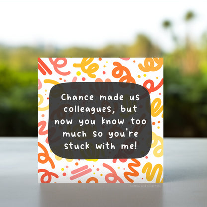 Chance made us colleagues card | Funny leaving card for work bestie, sorry you’re leaving card, work bestie goodbye funny card