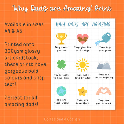 Why Dads Are Amazing Print | Cute Father’s Day Gifts, Cute Print for Dad, Daddy-to-be gifts, cute gifts for dad to be, Father’s Day gifts