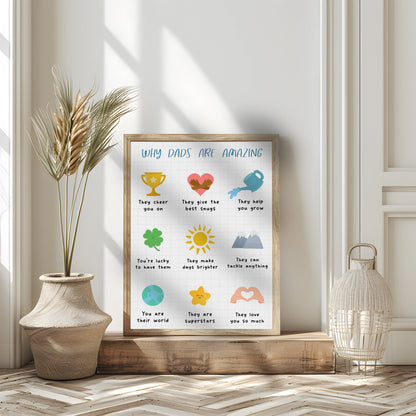 Why Dads Are Amazing Print | Cute Father’s Day Gifts, Cute Print for Dad, Daddy-to-be gifts, cute gifts for dad to be, Father’s Day gifts
