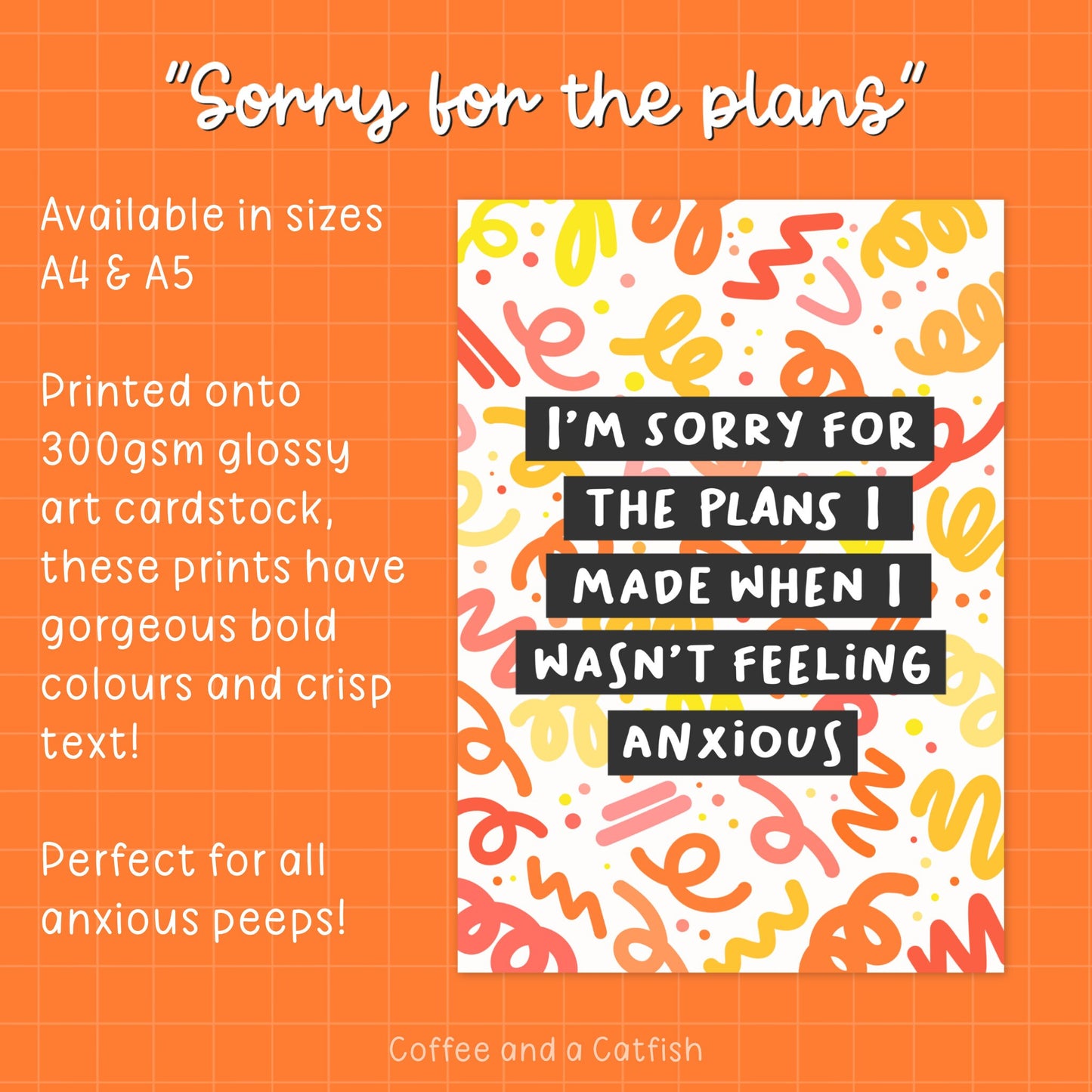 Sorry for the Plans Print | Funny anxiety print, funny mental health print, anxiety meme gifts, funny anxiety gifts, feeling anxious prints