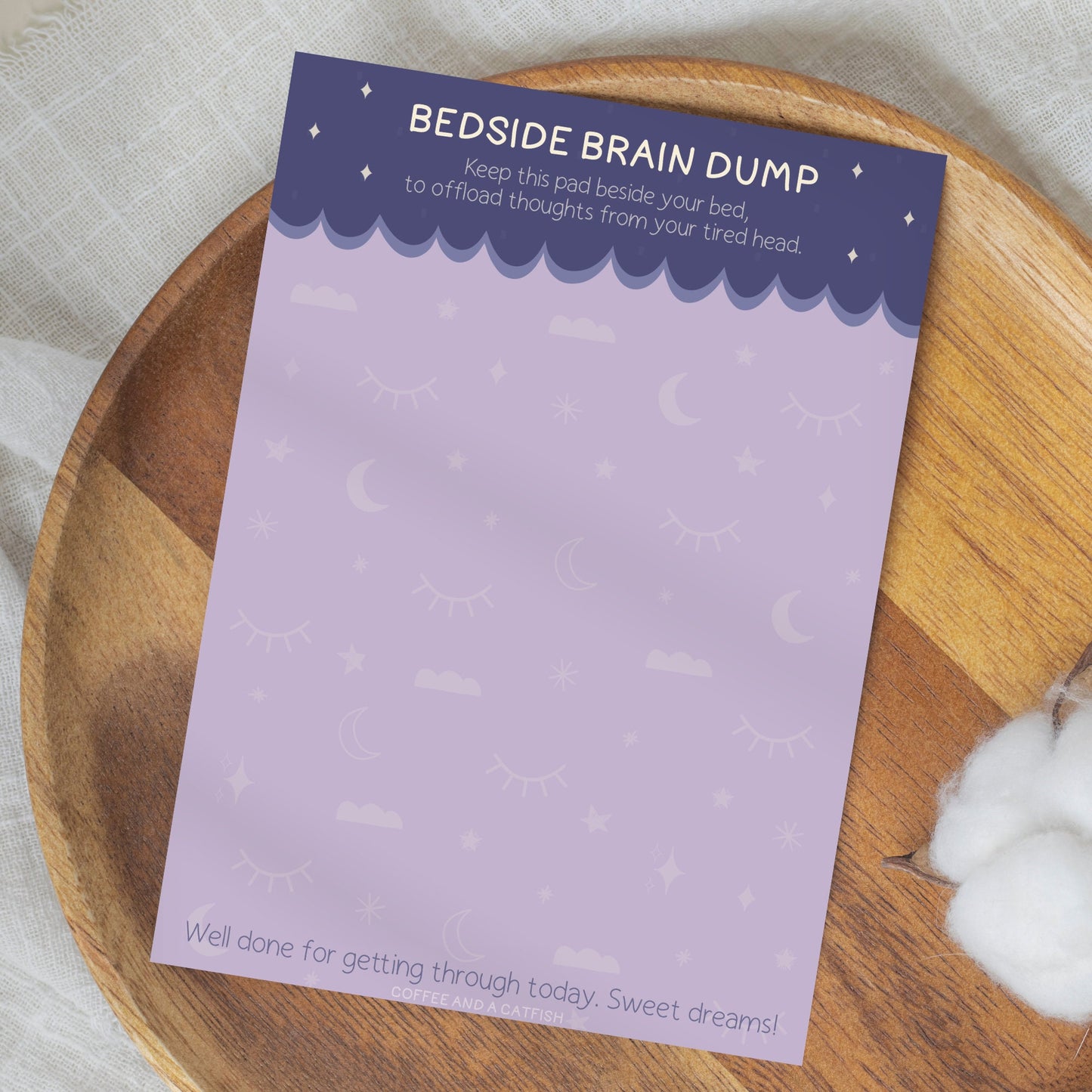 Bedside Brain Dump Notepad | insomnia gift, better sleep help, bedtime routine sleep journal, sleep hygiene gifts, journal for mental health