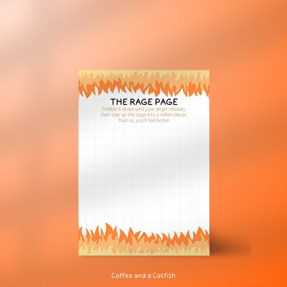 The Rage Page A6 Notepad | Anger management for adults, stress relief for teen, child anger management, stress relief for men, anger release