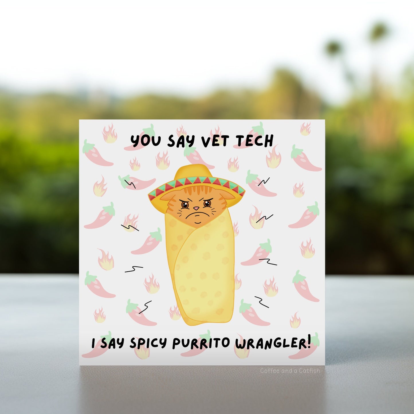 Vet Tech spicy cat card | Vet tech week card, LVT birthday card, vet tech birthday card, vet tech birthday gift, funny veterinary tech card