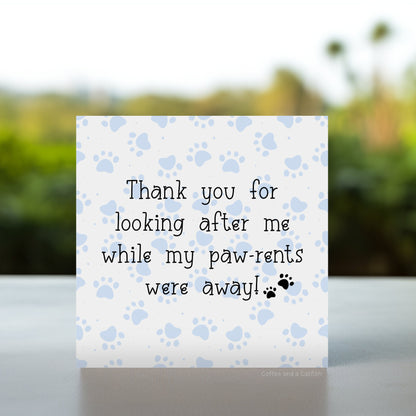 Thank you pet sitter card | Thank you for pet sitting, dog sitter thank you card, thank you for looking after my pet card, cat sitter card
