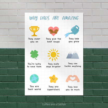 Why Dads Are Amazing Print | Cute Father’s Day Gifts, Cute Print for Dad, Daddy-to-be gifts, cute gifts for dad to be, Father’s Day gifts