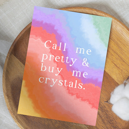 Buy Me Crystals Print | Crystal Print, Crystal Lover Gift, Crystal Lover Print, Gift for Crystal Lovers, Crystal Art Print, Crystal Wall Art