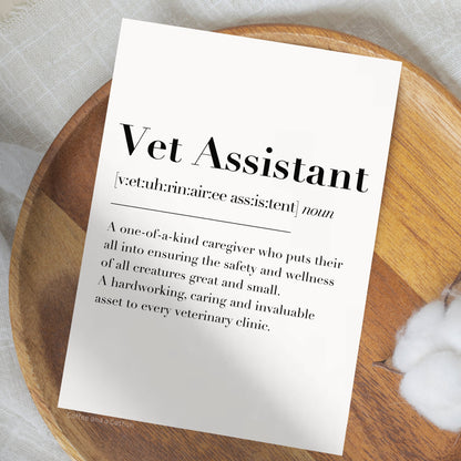 Vet Assistant Definition Print | Veterinary Assistant Print, Vet Assistant Gift, VCA gift, Veterinary Care Assistant Gift, VNA vetmed Gift