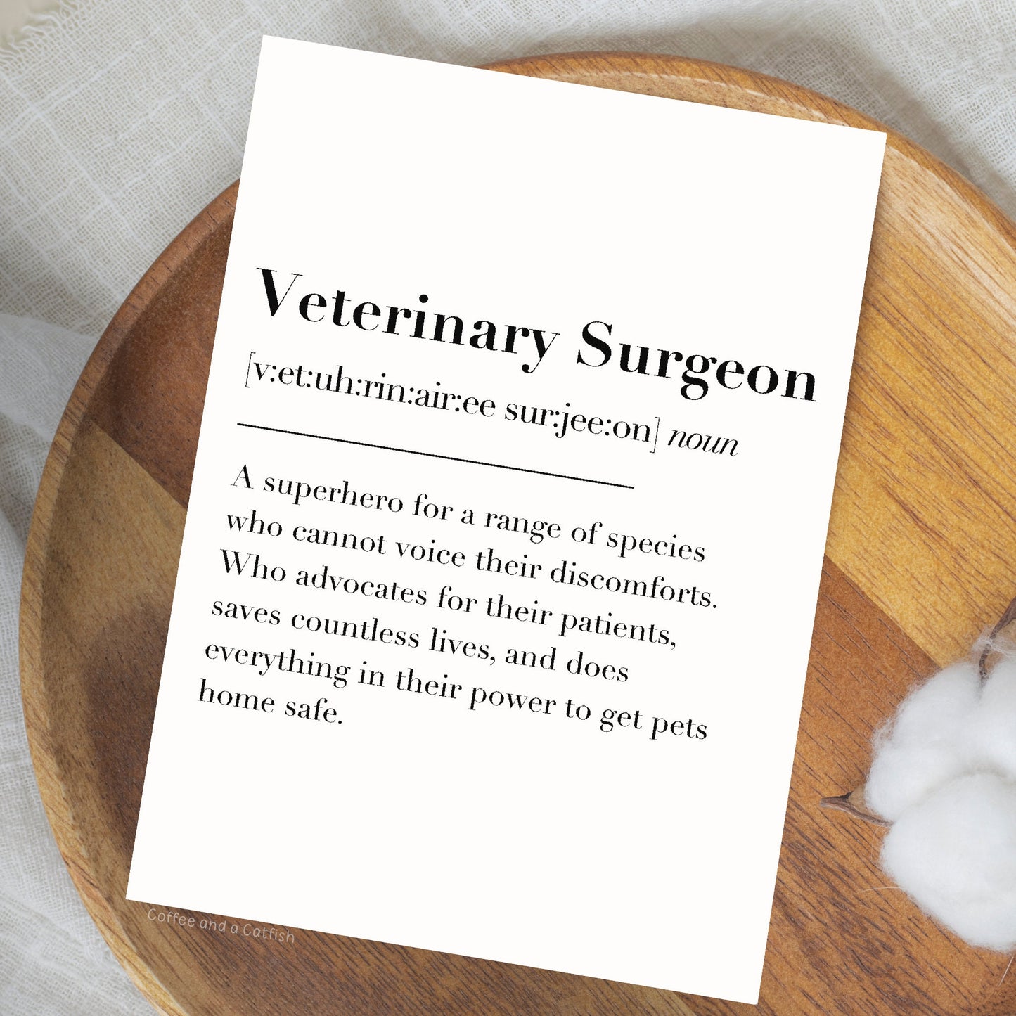 Veterinary Surgeon Definition Print | Veterinarian Definition Print, DVM Definition Print, Thank You Vet Gift, Veterinary Surgeon Gift Ideas