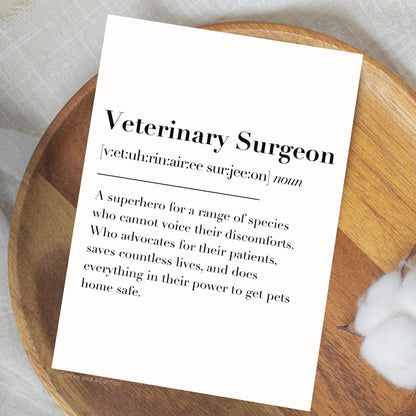 Veterinary Surgeon Definition Print | Veterinarian Definition Print, DVM Definition Print, Thank You Vet Gift, Veterinary Surgeon Gift Ideas