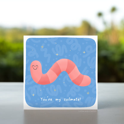 Cute Worm Themed Anniversary Card | To My Soulmate Card, Illustrated Love Card, Cute Card for Boyfriend Girlfriend Husband Wife Fiance
