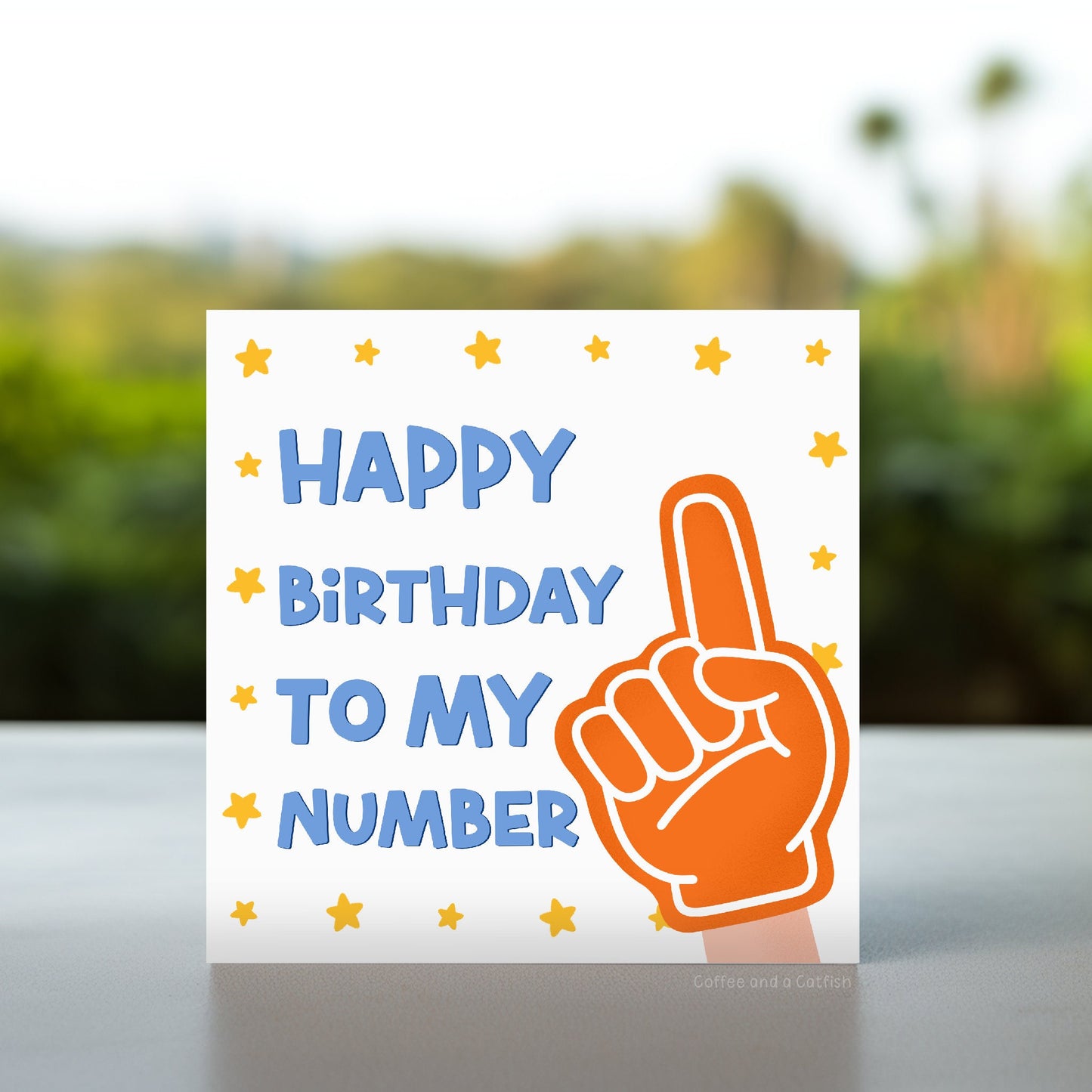 Happy Birthday to My Number One Card | Happy Birthday to My Favourite Card, for Sports Fan, Sports Lover Birthday Card with Foam Finger