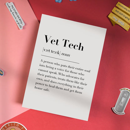 Vet Tech Definition Print | Veterinary Technician Definition Print, Vet Tech Prints, Vet Technician Print, Vet Tech Gift, Vet Tech Wall Art