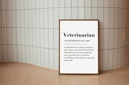 Vet Definition Print | Veterinarian Definition Print, DVM Definition Print, Thank You Vet Gift, Veterinarian Gift, Veterinary Surgeon Gift