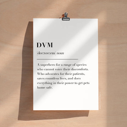 DVM Definition Print | Veterinarian Definition Print, DVM Gift, Thank You Vet Gift, Veterinarian Gift, Veterinary Surgeon Gift